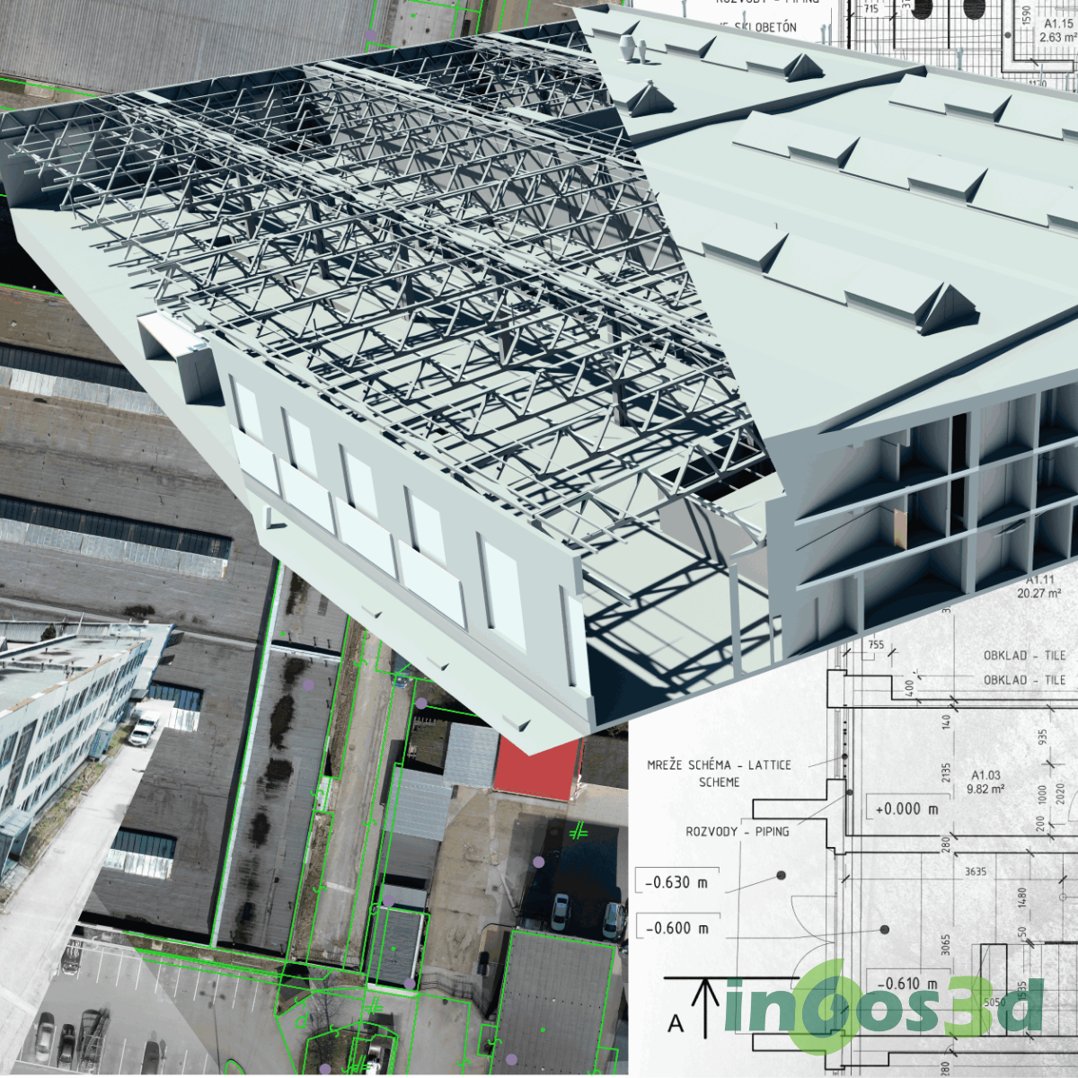 Porovnanie reality a 3D modelu stavby – 3D skenovanie INGOS 3D